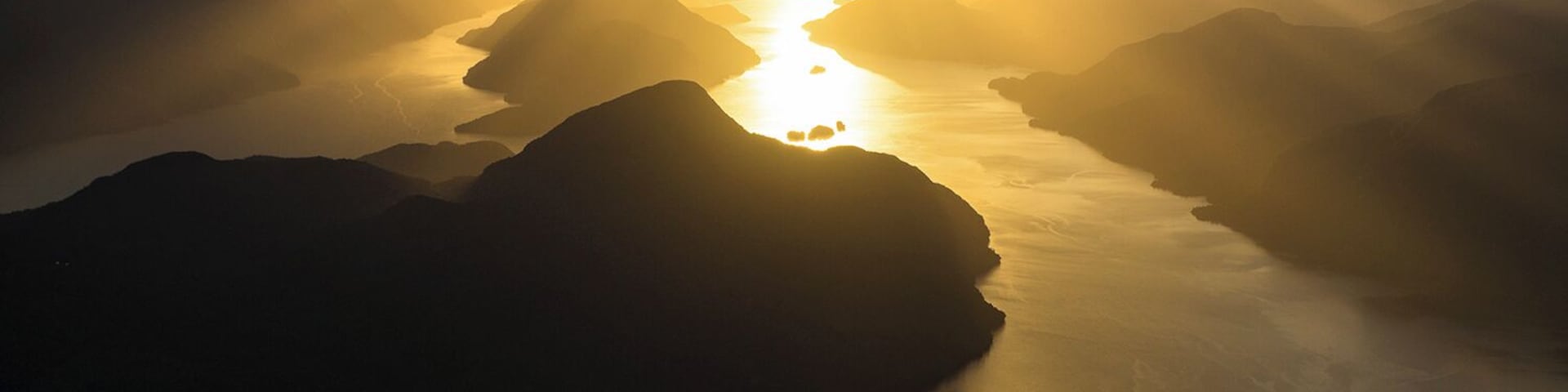Last light over Dusky Sound, New Zealand.