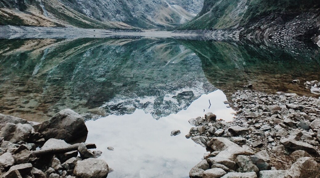 Lake Marian located in Fiordland 1km down the unsealed Hollyford Road. This track can be difficult and muddy to navigate but is definitely worth it for the spectacular views at the lake once you're there. Roughly a 3hr return hike to the lake. #newzealand
