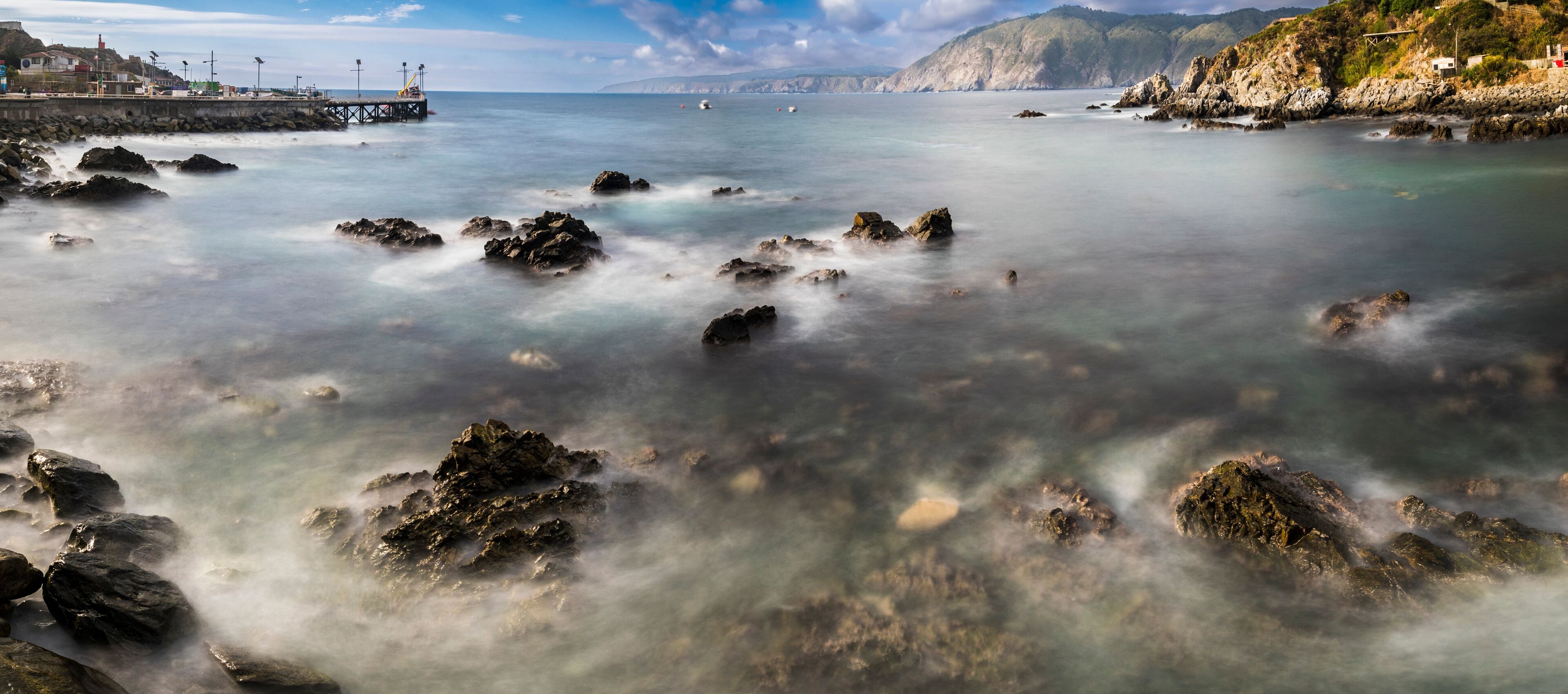 Fishing Village at Chile, the Humboldt current take a lot of nutrients to the area make it perfect for fishing, here we can see Caleta Quintay in Valparaiso an old whale fishing village