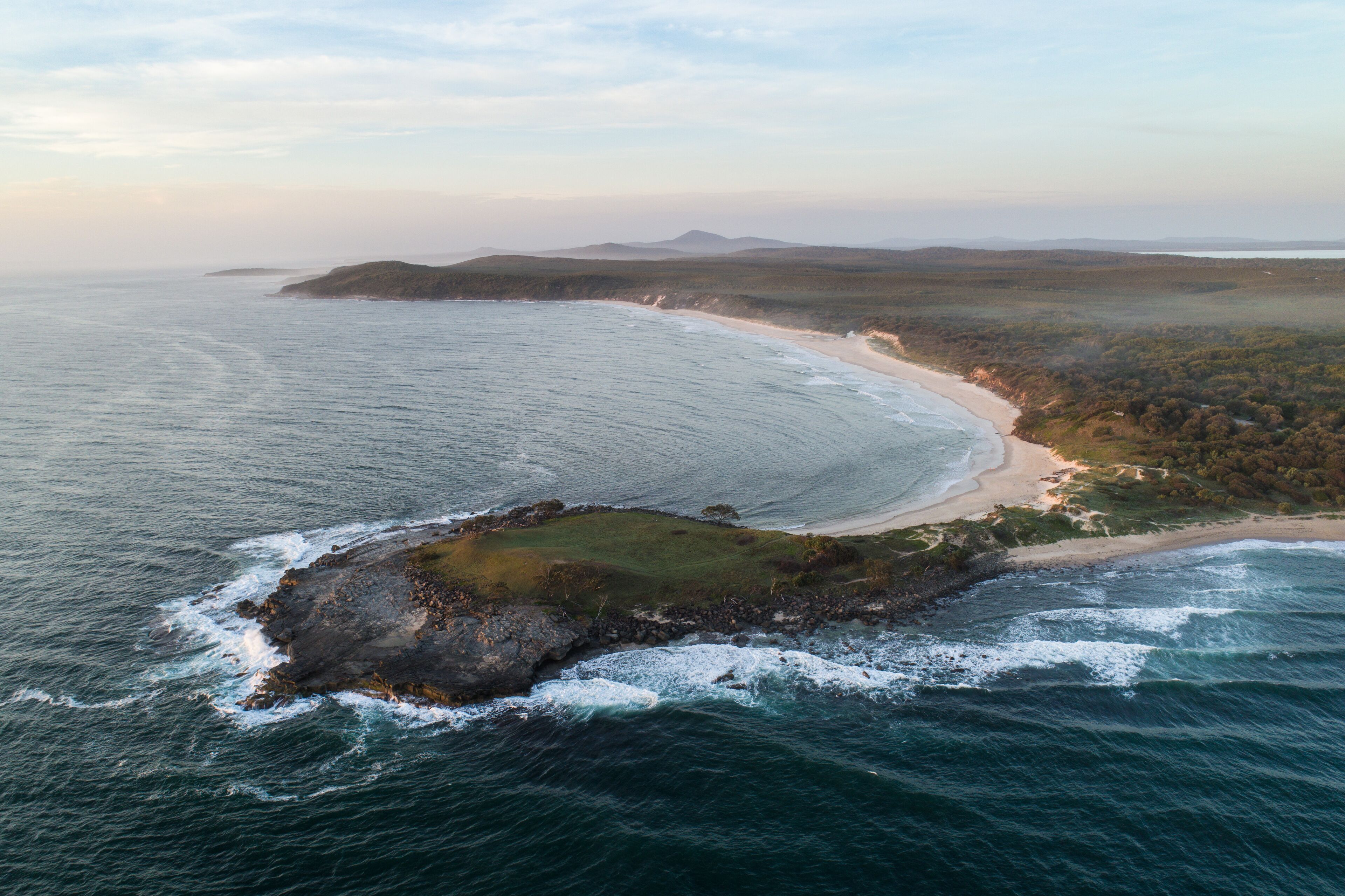 dawn, coastline, Angourie Point