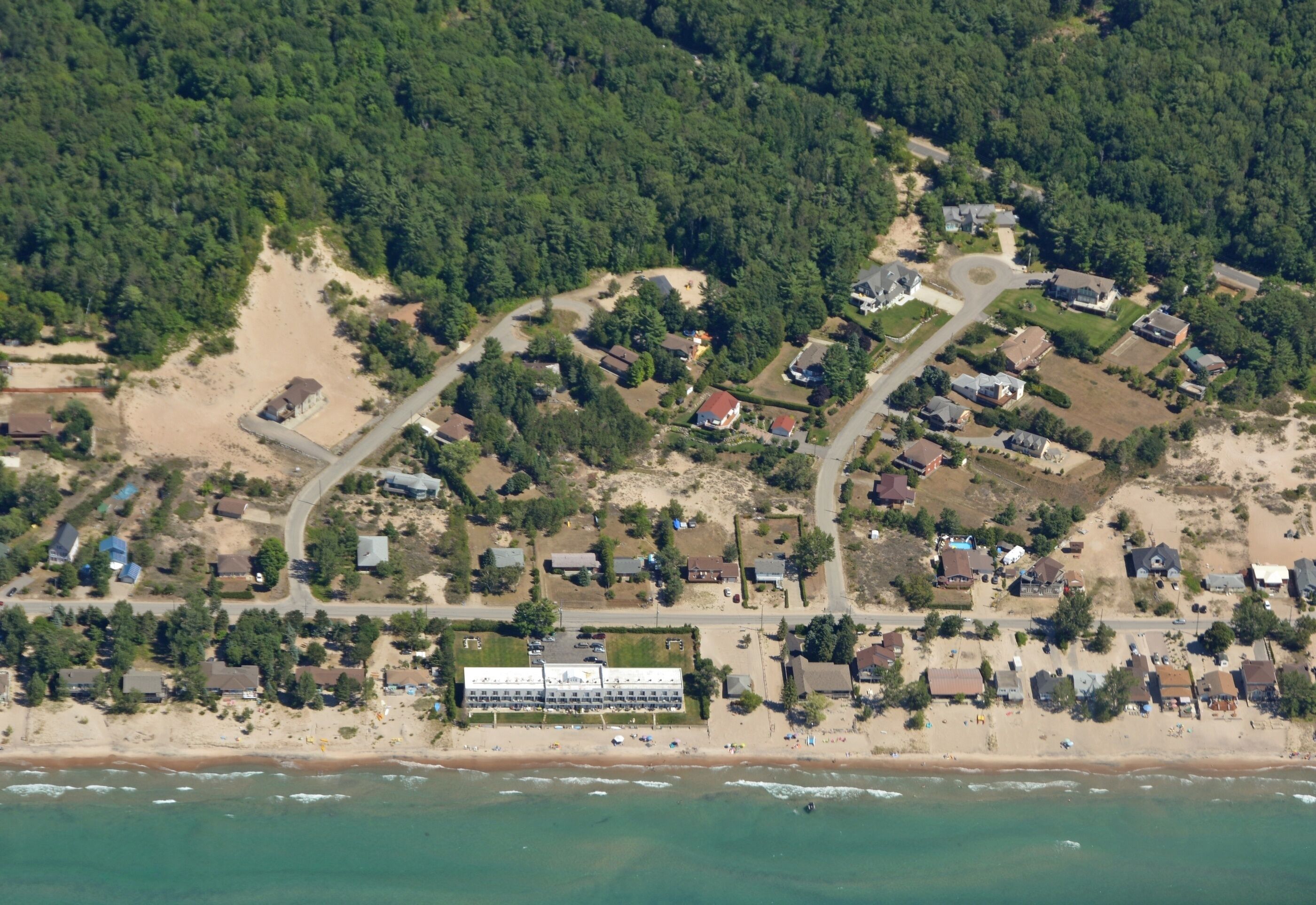 aerial view of the south eastern Georgian bay near Georgina Beach Ontario Canada