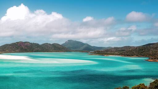 Panoramic view of beautiful white heaven beach with copy space