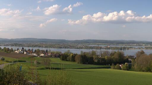 Switzerland, Thurgau, View of Reichenau peninsula from Ermatingen