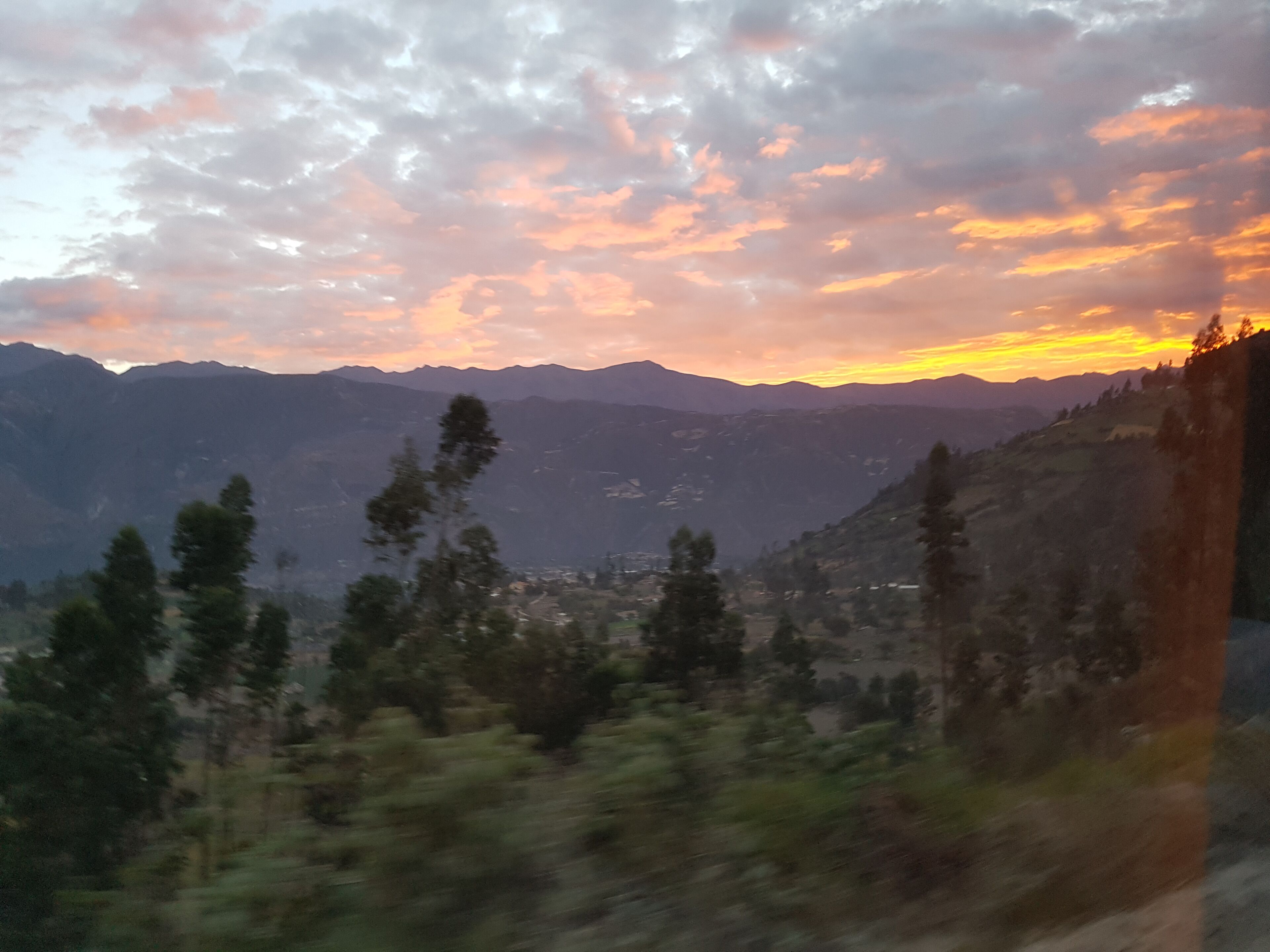 View from the coach ride back from Laguna 69. Up before day break, return as the sun sets. Peru