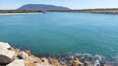 Pilot Beach is a little paradise in Dunbogan New South Wales. The water is calm and clear and the beach is gorgeous with trees that overhang the sand providing lovely shade to relax under. You can also walk along the breakwall & look back towards the beach like I did for this photo & take in the view of Pilot Beach and Northbrother Mountain in the distance. A must do if you are in the area.
