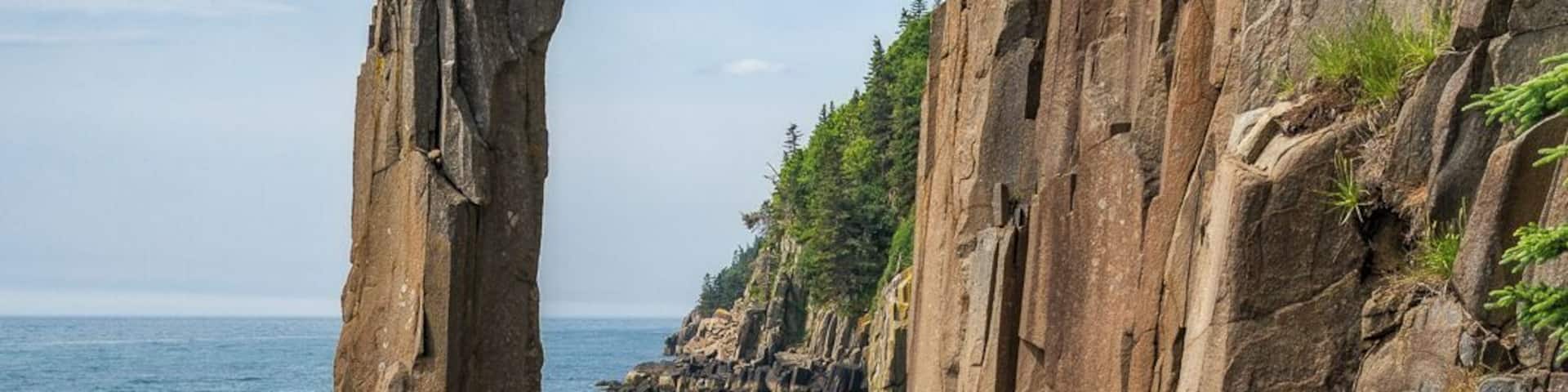 Nova Scotia's most famous balancing act, the Balancing Rock in Tiverton.