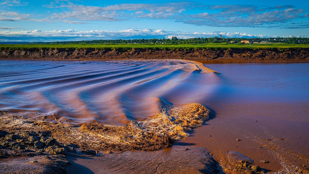 Tidal Bore at the Petitcodiac River Parc Bore in Moncton, New Brunswick, Canada