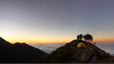 Sunset on the base camp of Lombok's Mt. Rinjani. A spectacular view after a long day of hiking.