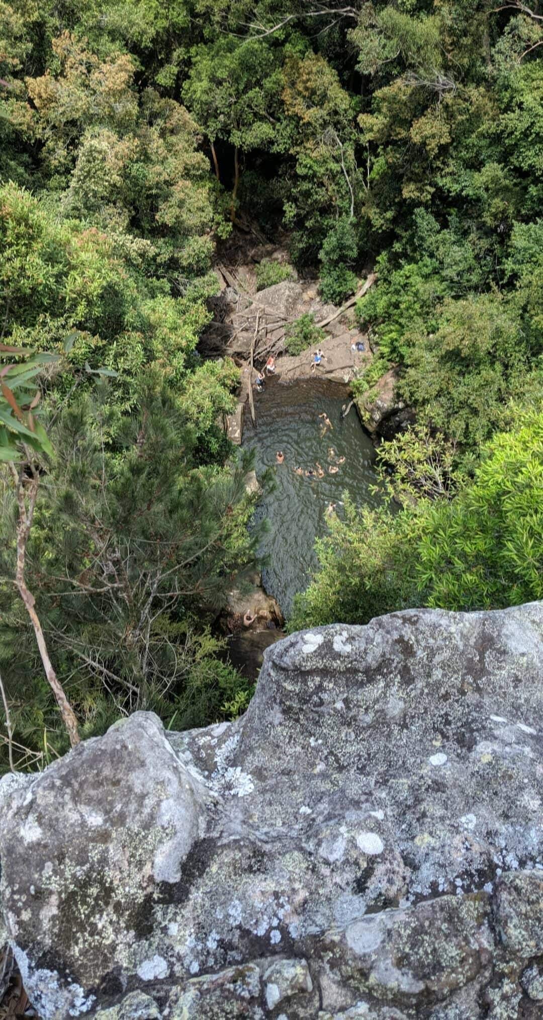 NYE: Reaching the waterfall requires going off the track and absailing down a small cliff. Probably the best place Ive seen in NSW so far 