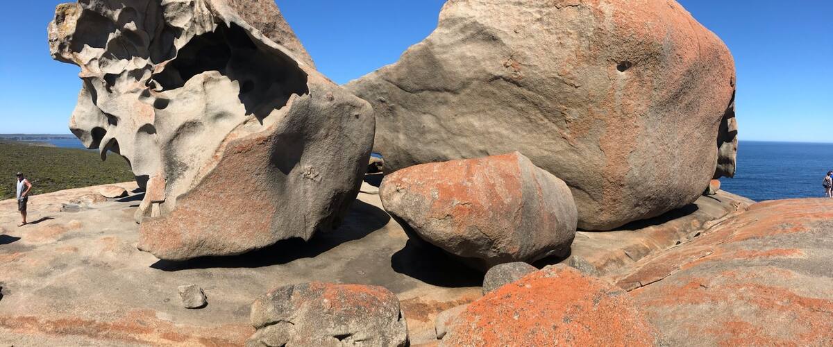 Remarkable Rocks - Granite boulders above the sea in Flinders Chase National Park, has been shaped by the erosive forces of wind, sea spray and rain over some 500 million years. The golden orange is lichen covering some of the rocks. #remarkablerocks #australia #flindersnationalpark #mothernature #earthbound #flashpackingbarbie
