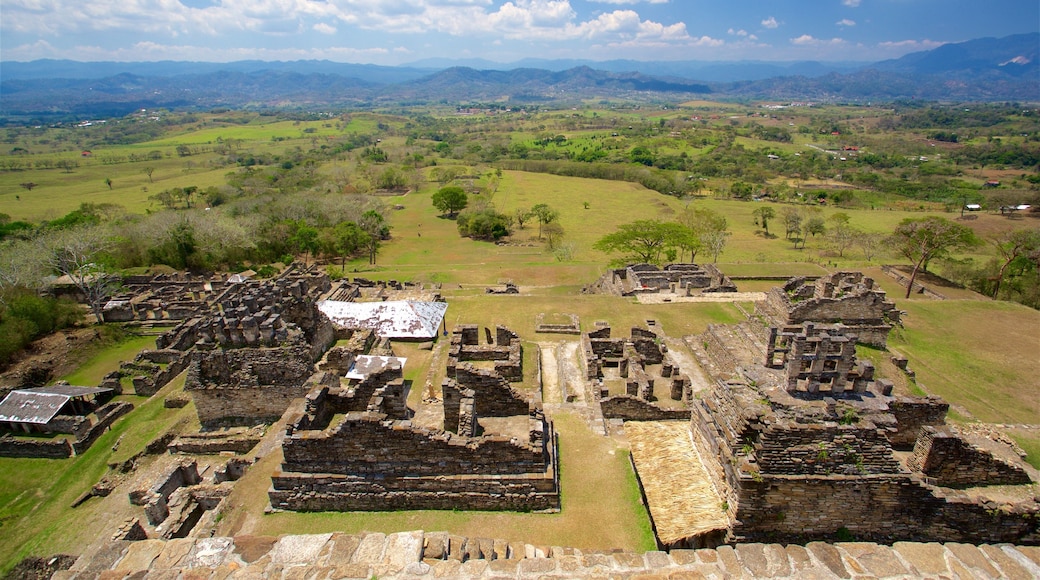 Toniná mostrando vistas de paisajes, patrimonio de arquitectura y ruinas de edificios