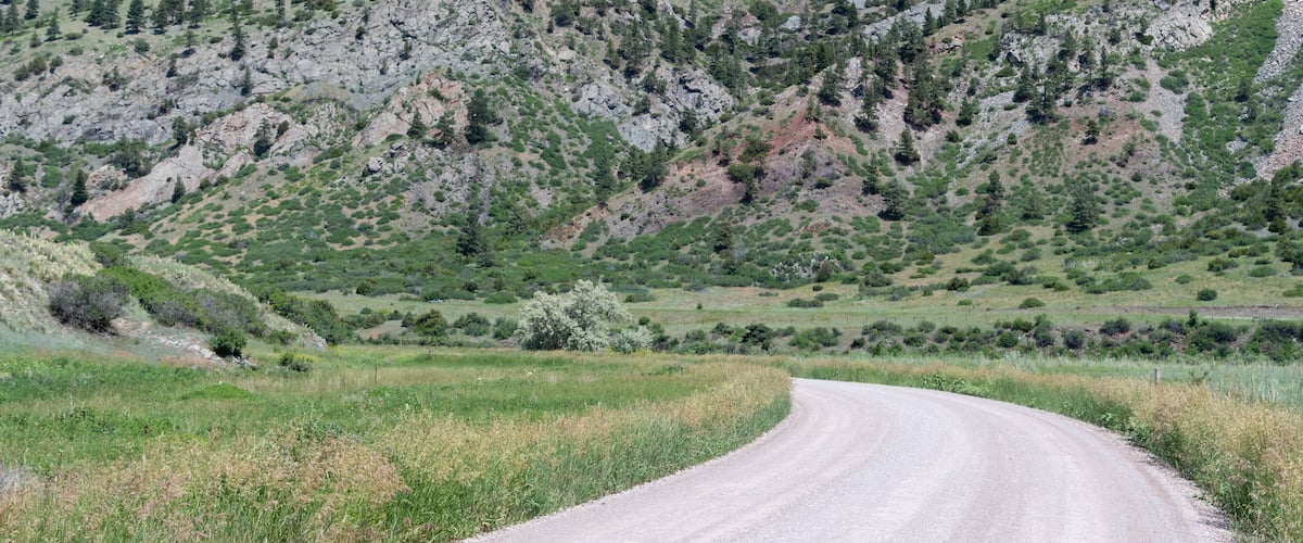 Holter Dam Road runs alongside the Missouri River in Montana and is a scenic area popular with those who enjoy fly fishing.