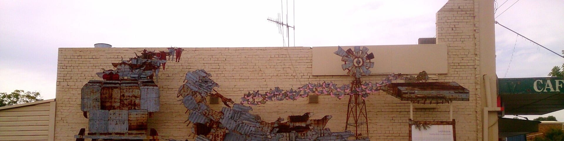 Merriwa to a tee... this is found as you walk towards the info centre. Its a beautiful Country town in the northern Hunter Region. Farming Country. Large Sheep, Cattle and Horse properties. I just liked this.