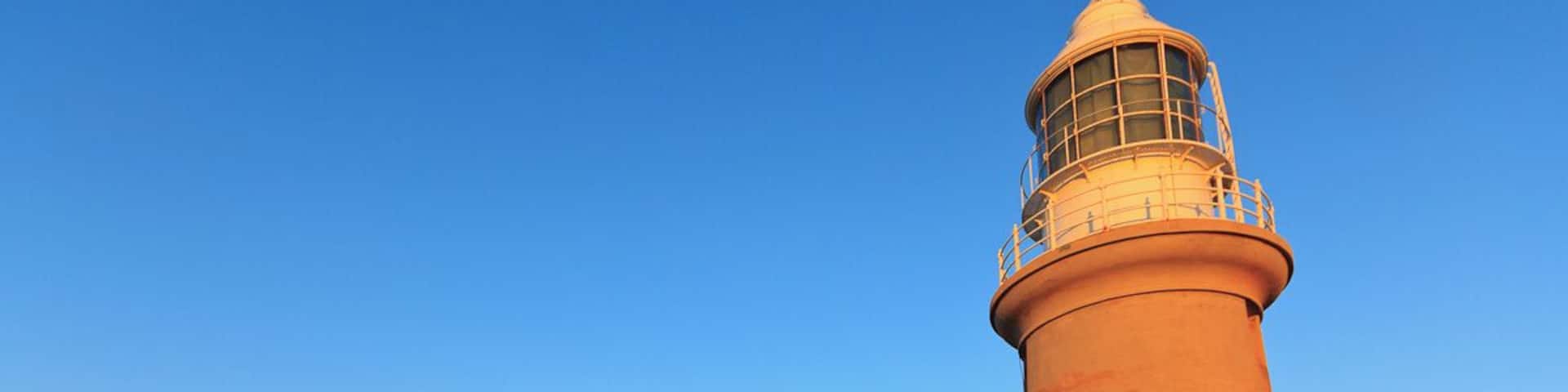 The Vlamingh Head Lighthouse is located 17 km north of Exmouth.
The Lighthouse overlooks Lighthouse Bay and you can watch the sun rise and set. The Lighthouse was built in 1912 and stands on the northernmost tip of the Cape Range.