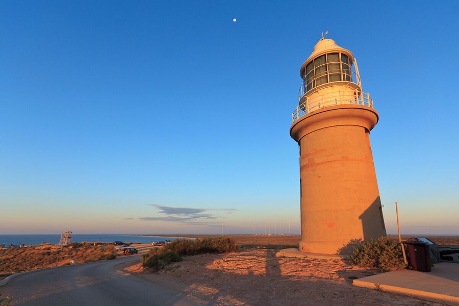 The Vlamingh Head Lighthouse is located 17 km north of Exmouth.
The Lighthouse overlooks Lighthouse Bay and you can watch the sun rise and set. The Lighthouse was built in 1912 and stands on the northernmost tip of the Cape Range.