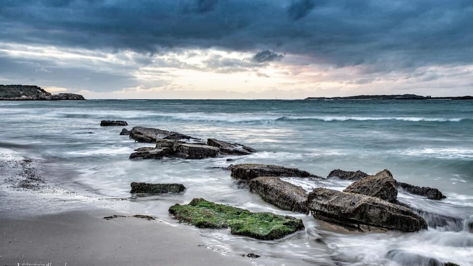 On a dark and stormy evening right on sunset.