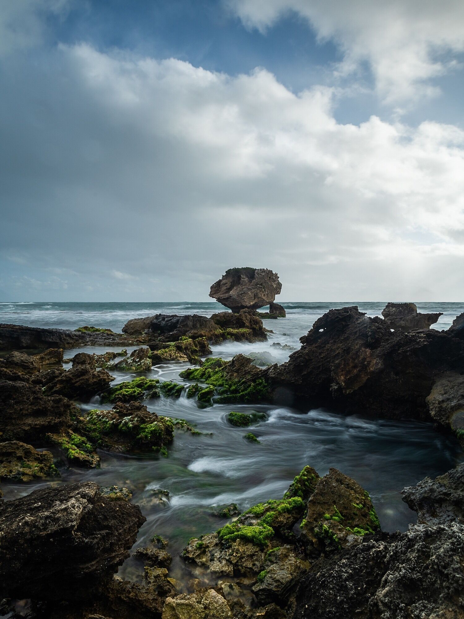 Love the bright green seaweed and stormy sky. Point Peron near Rockingham Western Australia.
