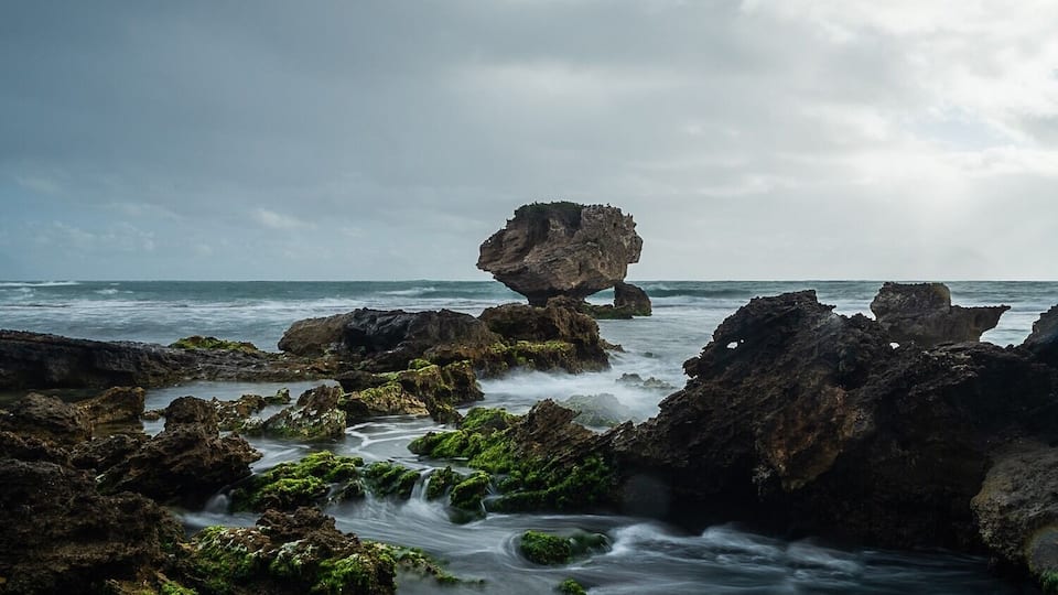 Love the bright green seaweed and stormy sky. Point Peron near Rockingham Western Australia.