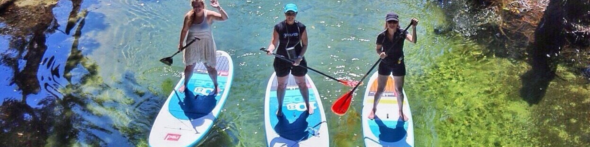 The Mossman River is a beautiful part of the Daintree Rainforest in Tropical North Queensland - you can do a guided SUP tour down the river with Windswell Port Douglas, the best way to experience the rainforest and river, with lots of swimming holes and tree swings along the way.