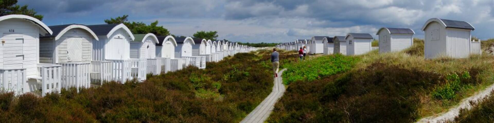 These are the rows of beach cabanas found in Ljunghusen, at the very southern tip of Sweden. Great weather, wonderful people, and just 30 minutes from Malmo, Sweden and Copenhagen, Denmark. Water was a bit cold for this American, but our Swedish friends love it!