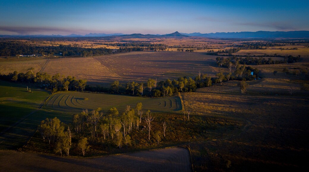Aerial drone view of hay bales in the Scenic Rim, Queensland, Australia