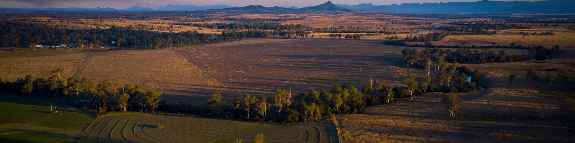 Aerial drone view of hay bales in the Scenic Rim, Queensland, Australia
