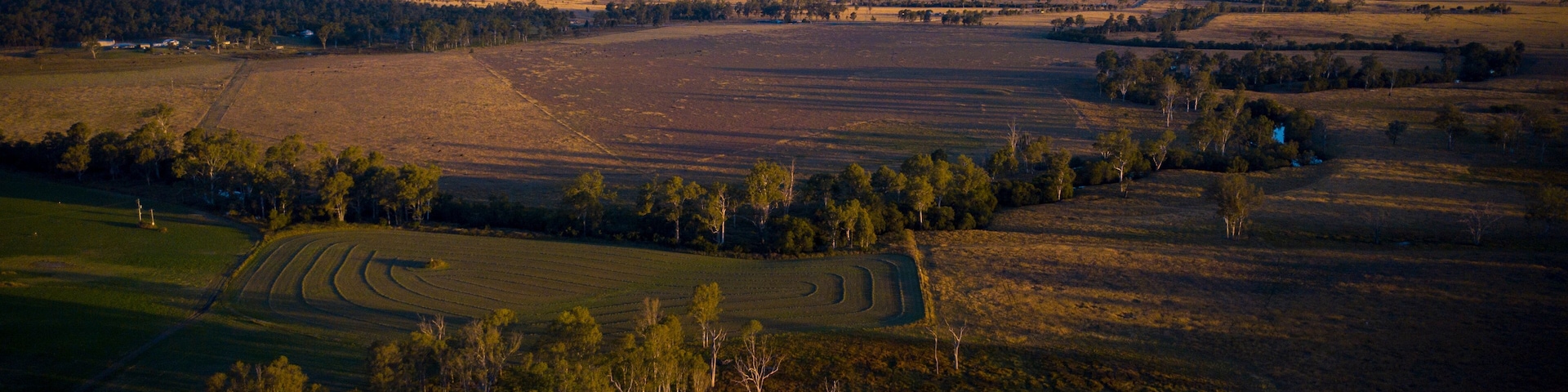 Aerial drone view of hay bales in the Scenic Rim, Queensland, Australia