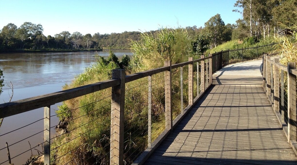 Rocks Riverside Park is an old cement factory that has been converted into a recreational area and walking trail. There's public BBQ facilities, picnic tables, washrooms and a playground. The footpath stretches along Brisbane River and is a beautiful place to run. There's parking at the park but you could also walk here from Oxley train station (about 20 minutes).