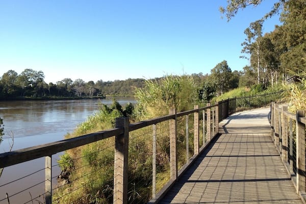 Rocks Riverside Park is an old cement factory that has been converted into a recreational area and walking trail. There's public BBQ facilities, picnic tables, washrooms and a playground. The footpath stretches along Brisbane River and is a beautiful place to run. There's parking at the park but you could also walk here from Oxley train station (about 20 minutes).
