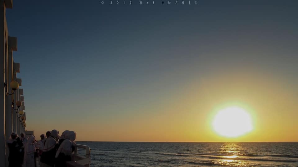 In Jeddah, there is one famous beach for tourists from any religions, not only for moslem. The beach is located in front of Balad Cornichè, the shopping mall and arcade for hajj or umrah pilgrims.
Since the sky in Arab peninsula is often clear and cloudless, you have a big chance to capture the perfect sunset with the big orange sun above the horizon.