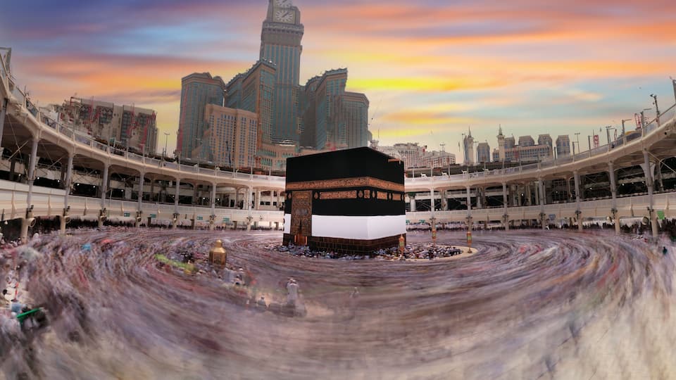 The Kaaba or Kaaba Sharif is the stone structure at the centre of the Masjid al-Haram, the most important mosque in Islam, located in Mecca, Saudi Arabia.