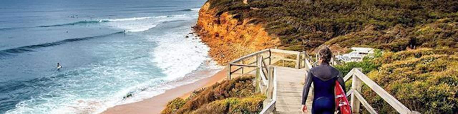 #BellsBeach Those yellow sandstone cliffs and the clean blue water, it's a real treat! As the @wsl commentators repeatedly say "it's a natural amphitheatre" #STimages2016roadtrip #NotThe50YearStorm #Victoria #SurfCoast