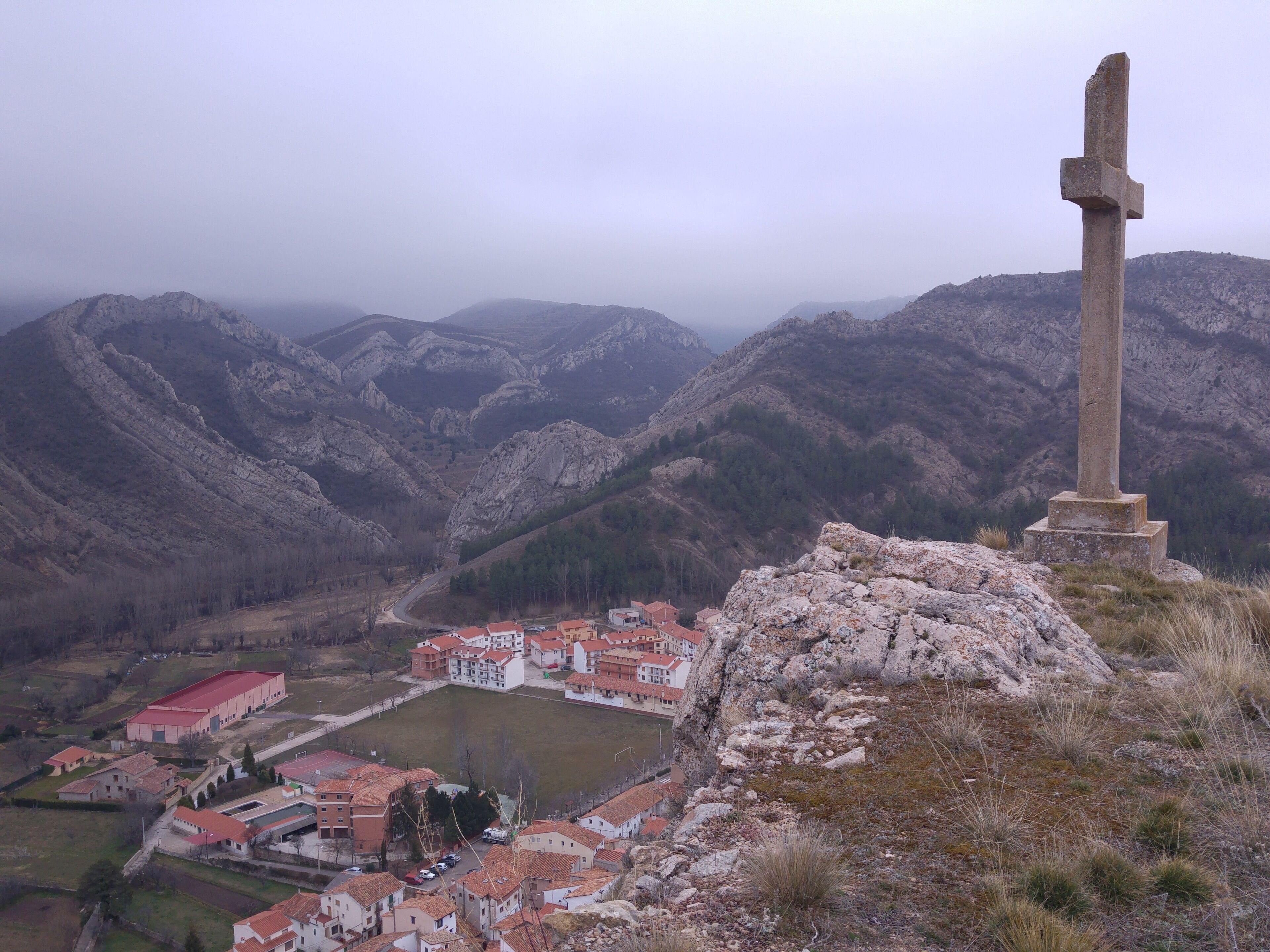 View from Aliaga's Castle, a municipality in the province of Teruel and Cuencas Mineras region known for its geological park and the thermal power, active between 1952 and 1982