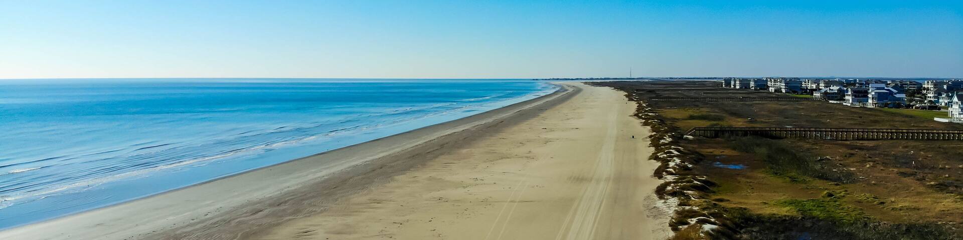 Gulf of Mexico beach at Galveston, Texas near the San Luis Pass
