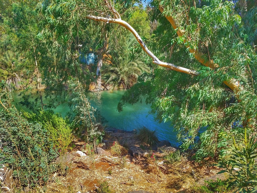 Jordan River and supposed baptismal site.