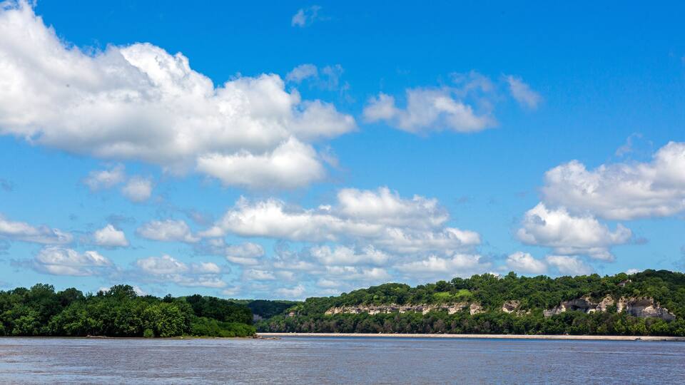 Landscape that includes the Mississippi River riverbank near Portage De Sioux, Missouri