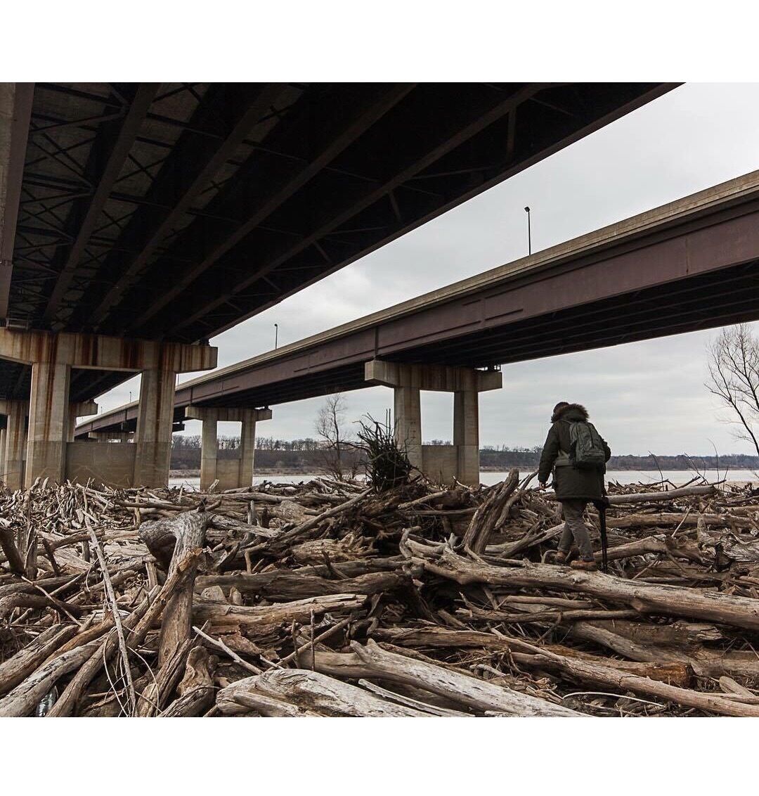 In the Winter of 2016, a record-setting flood hit the St. Louis area by surprise.  This is me scrambling over the aftermath, a tangled gnarl of felled trees, over ten feet deep and spread across an area the size of two football fields.
.
.
📸 by @isaacrichardson
