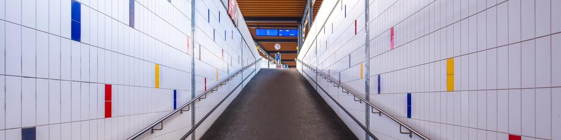 Biel/Bienne train station - in addition to this Mondrian inspired track, it also has a waiting room with the original decorations from the 1920s ! #architecture