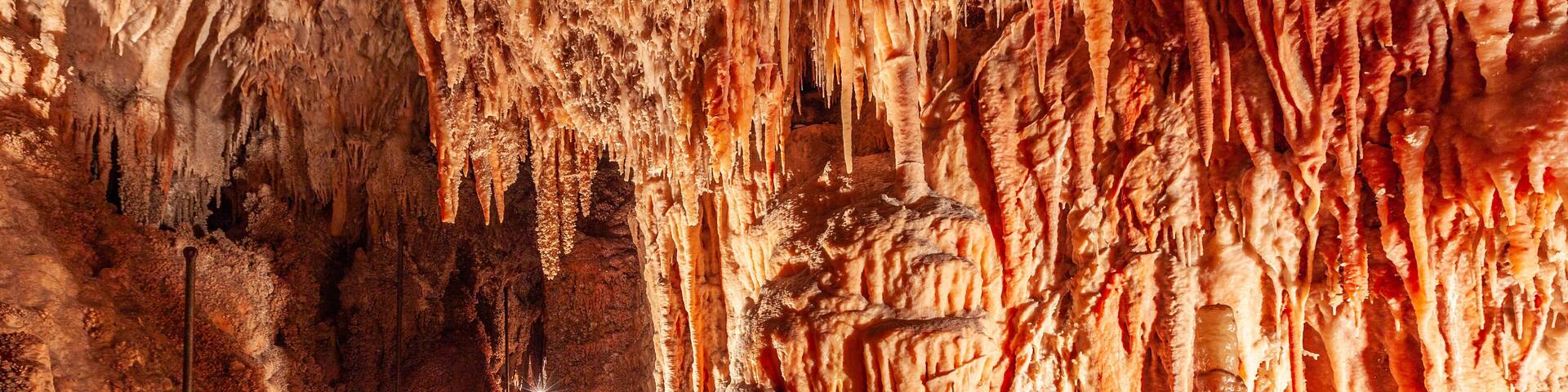 Delicate stalactites in a beautiful cave in Kosciuszko national park, NSW, Australia