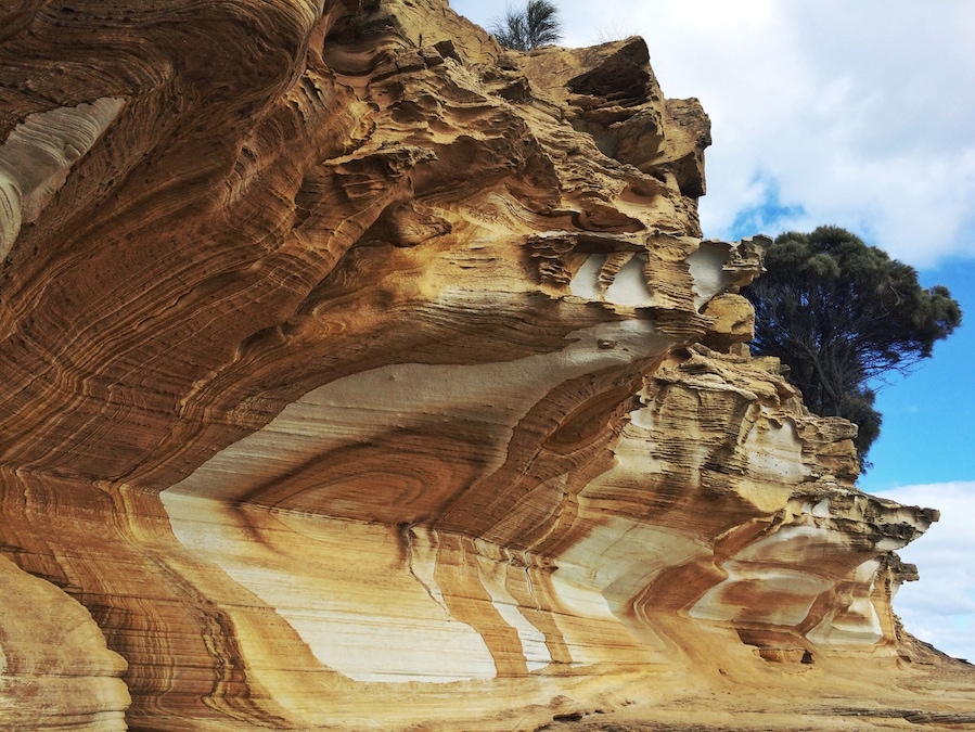A ferry out of Triabunna. A cycle from Darlington. A hop, skip and a jump across the rocks. Then you've placed yourself nicely in front of all the Painted Walls of Maria Island in Tasmania - just check its low tide first for the best viewpoints!