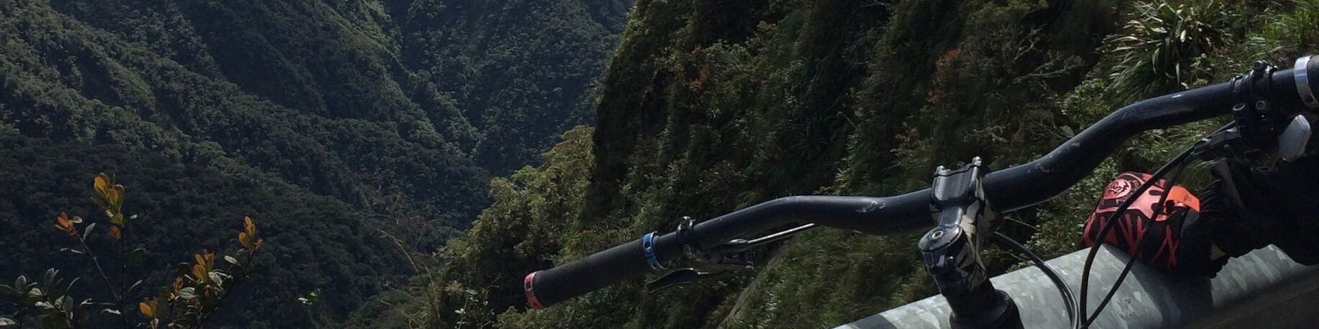Caption---- Yangas, Peru, riding down The road of Death