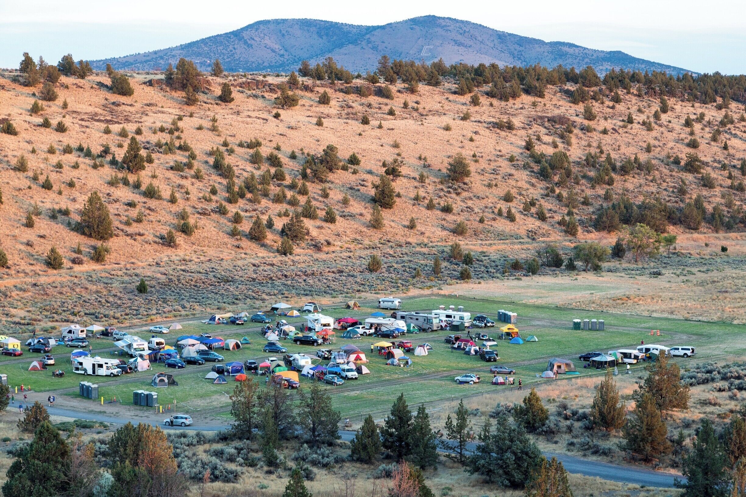 This is a temporary campground for the 2017 Eclipse set up by the Oregon Parks department .

Cove Palisades State Park is in central Oregon near Madras. Its central feature is Lake Billy Chinook which is a reservoir in a deep canyon topped with basaltic caprock.

#lifeatexpedia
