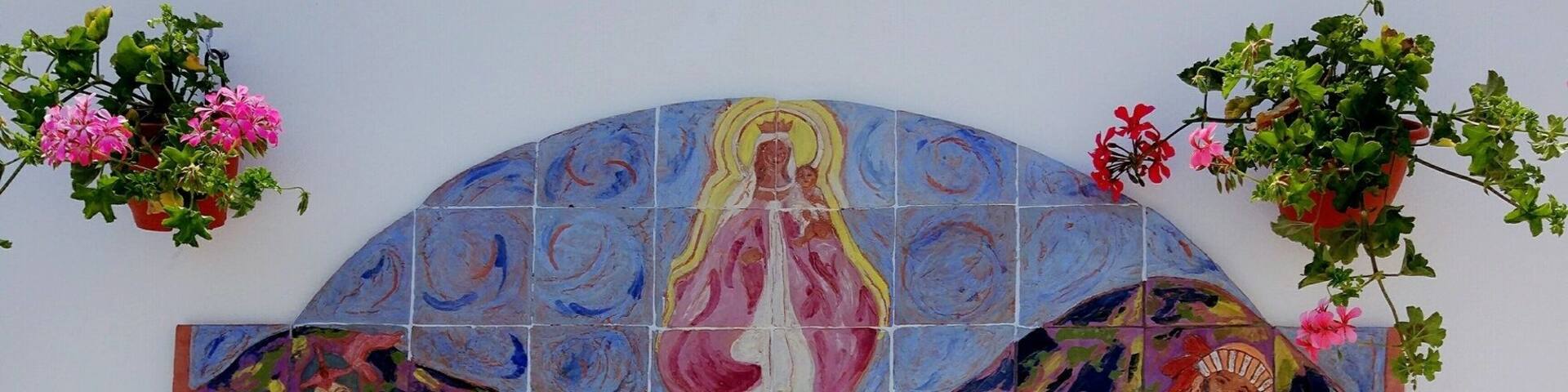 Beautiful handmade & hand painted tiles in Bédar depicting the invasion & wars between VB the Moors & Christians.