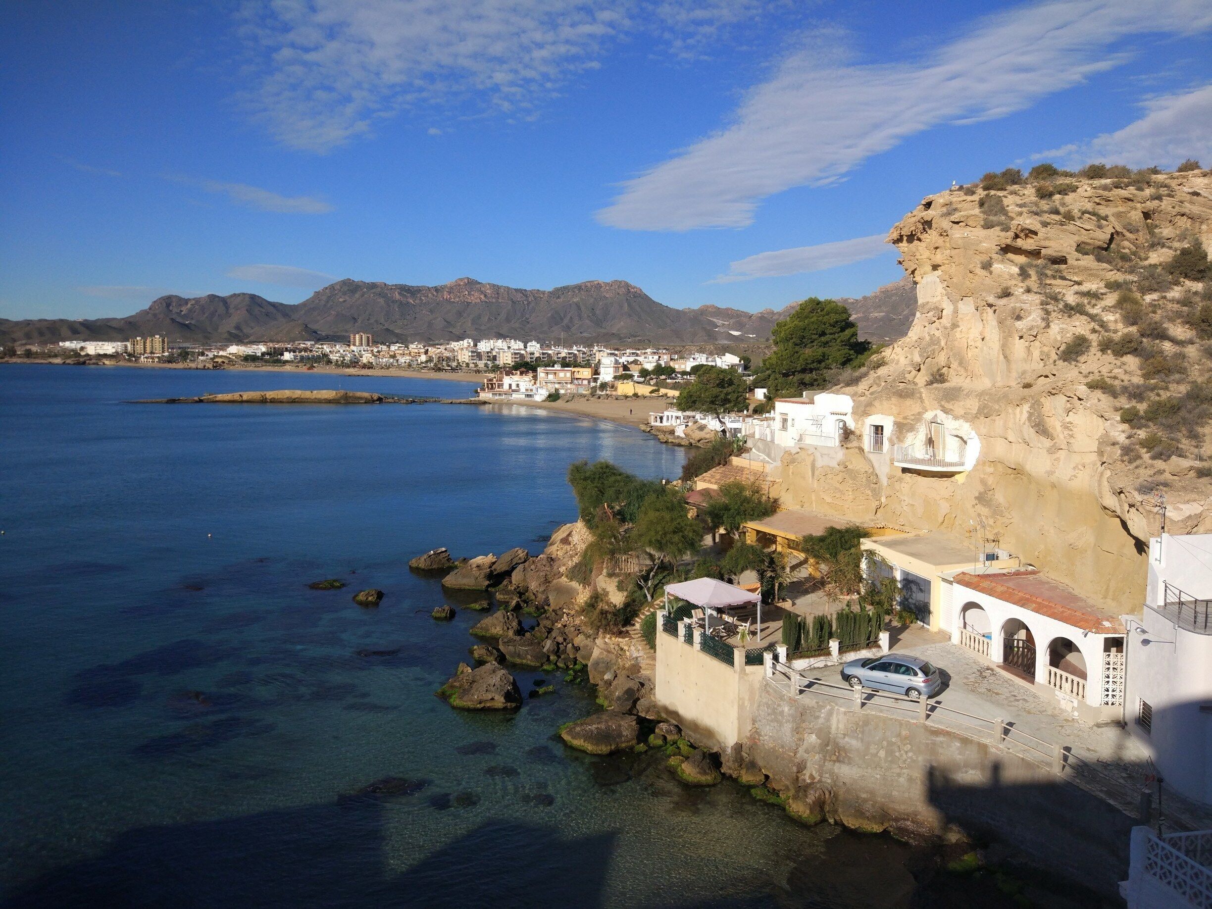 Cave houses on a sunny February day 