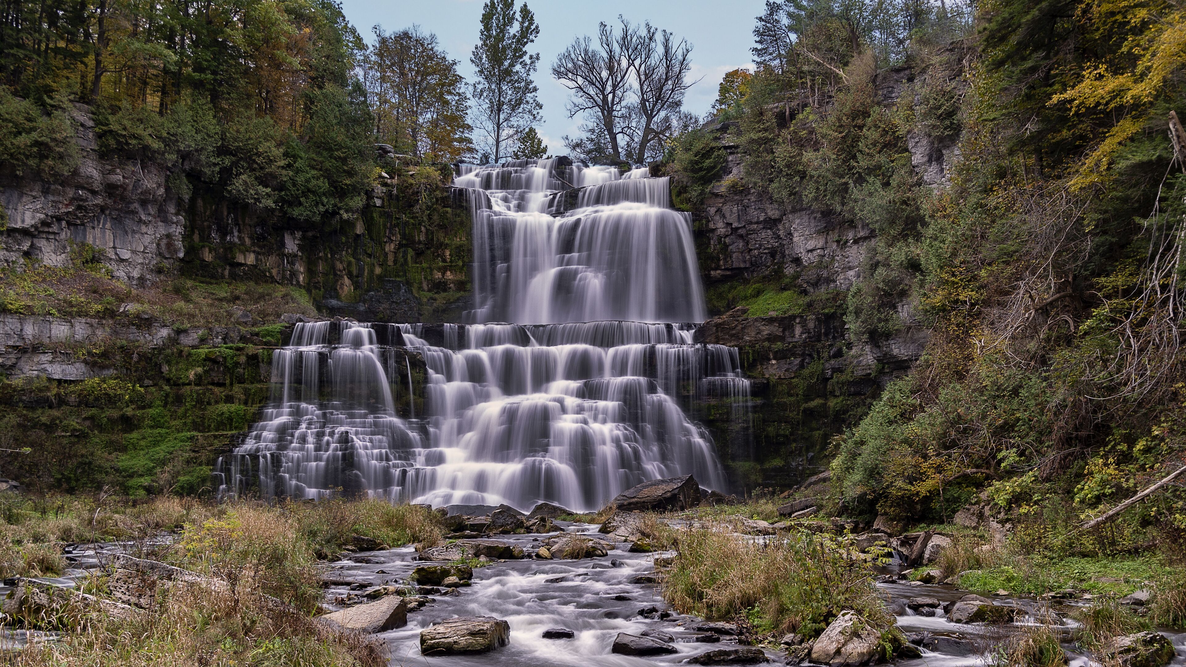 16:9 Scenic View of Chittenango Falls is Located in Cazenovia, New York, USA - A Beautiful Travel Destination
