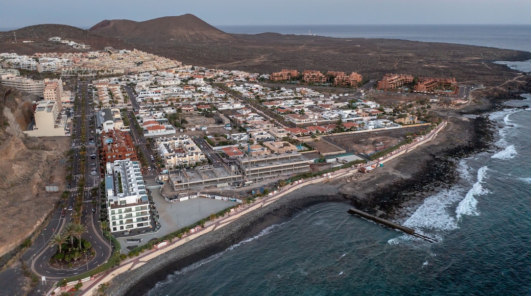 Aerial view of Palm-Mar coastal town after sunset, Tenerife