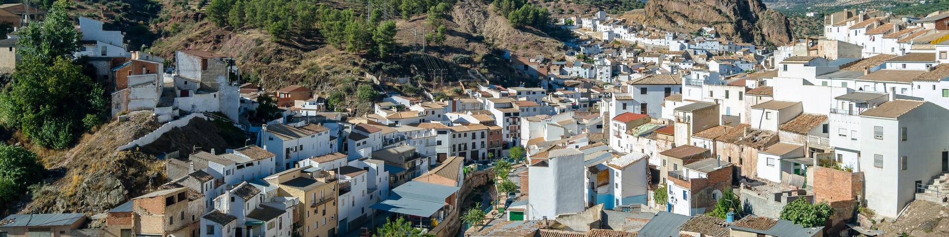 Aerial view of the village of Cambil, Spain