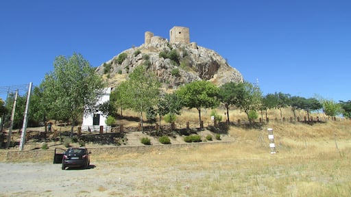 A view looking eastwards to the Castle of Belmez (Castillo de Belmez) which is a small fortress located in Bélmez in the Province of Córdoba, Spain.