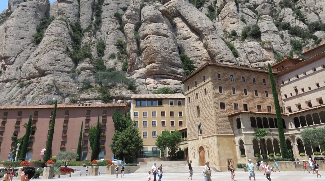 You can appreciate the rock formations rising above the Monserrat complex but not its position at the top of a soaring mountain range like an eagle's nest.