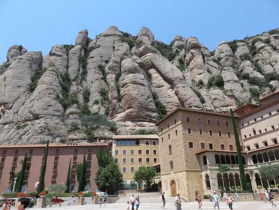 You can appreciate the rock formations rising above the Monserrat complex but not its position at the top of a soaring mountain range like an eagle's nest.